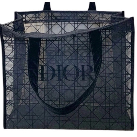 New GWP Christian Dior Beauty Parfums Makeup Black Velvet Mesh Large Tote Bag. - Picture 5 of 11